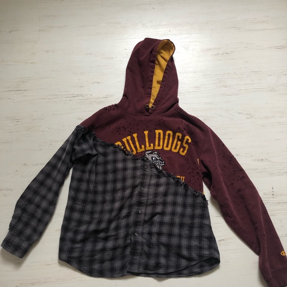 half flannel half sweatshirt